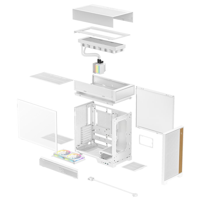 DeepCool CL6600 WH - Caja Mid-Tower Gaming ATX blanca con 3 ventiladores RGB, panel de vidrio, USB-C y kit de refrigeración líquida AIO 360 incluido