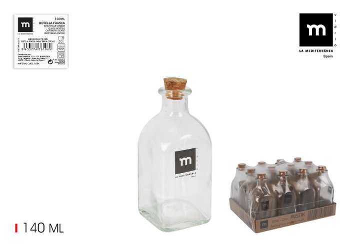 La Mediterranea Botella Frasca con Tapón de Corcho 140 ml (Pack de 48 unidades)</html> La Mediterranea Botella Frasca con Tapón de Corcho 140 ml (Pack de 48 unidades)</html>
