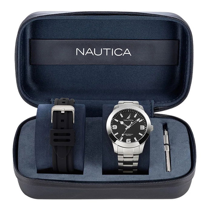 Nautica NAPPBF205 Reloj para Hombre con Correa de Acero Gris