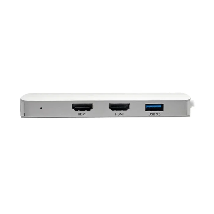 Tripp Lite U442-DOCK12-S Replicador de Puertos USB-C Thunderbolt 3 con 2x HDMI, VGA, USB-A, Carga PD de 60W para Laptop - Plata