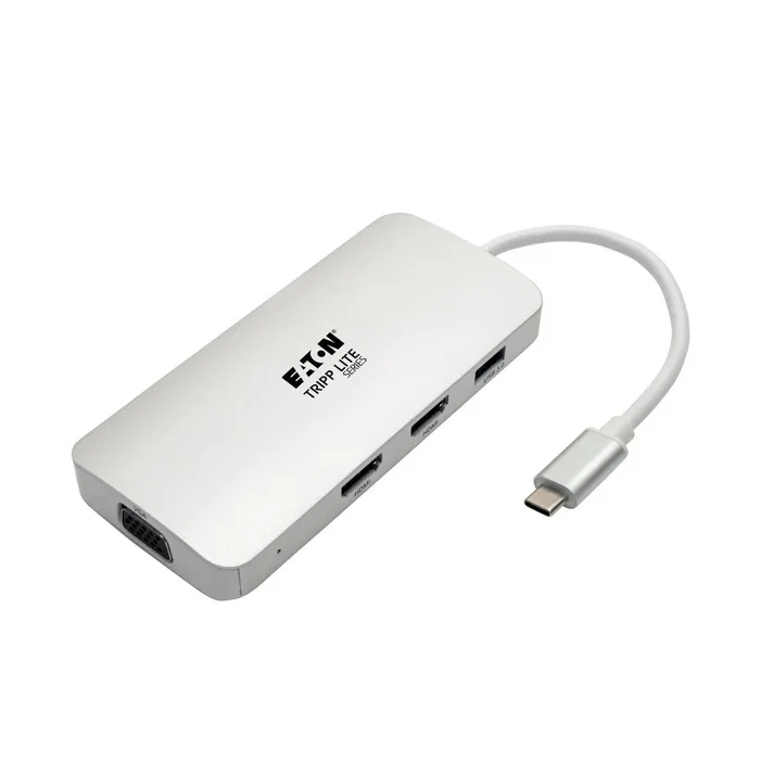 Tripp Lite U442-DOCK12-S Replicador de Puertos USB-C Thunderbolt 3 con 2x HDMI, VGA, USB-A, Carga PD de 60W para Laptop - Plata