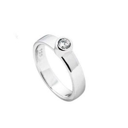 Diamonfire Anillo de Plata con Circonita de 4mm
