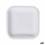 Set de Platos Algon Desechables Blanco Cartón Cuadrado 20 cm (10 Unidades)