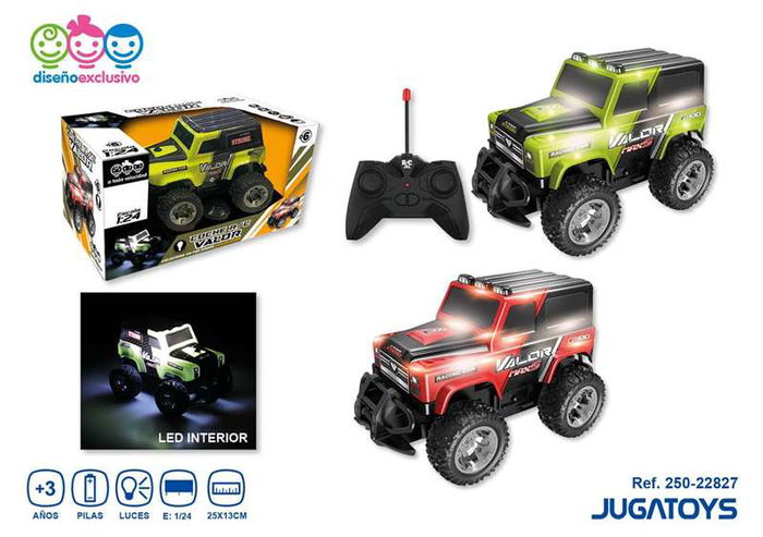Coche radio control valor con luces, bateria y usb 25x13cm - modelos surtidos