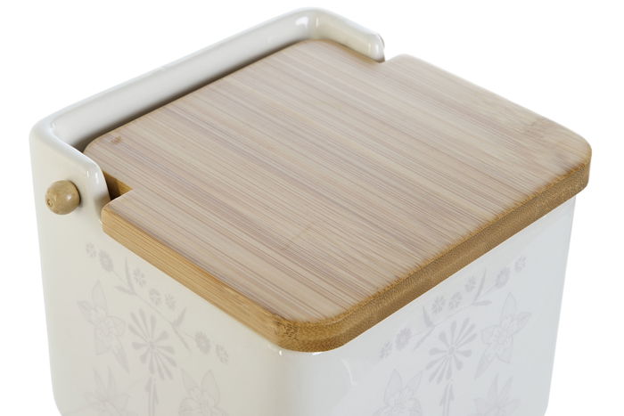 DKD Home Decor Salero Scandi Verde Azul Dolomite Bambu 12.5 x 12 x 14 cm (3 Unidades)