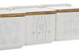 DKD Home Decor Salero Scandi Verde Azul Dolomite Bambu 12.5 x 12 x 14 cm (3 Unidades)