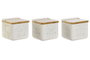 DKD Home Decor Salero Scandi Verde Azul Dolomite Bambu 12.5 x 12 x 14 cm (3 Unidades)