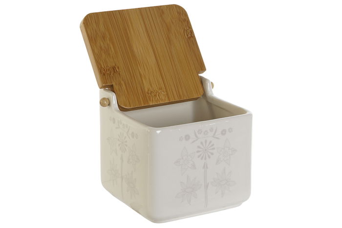 DKD Home Decor Salero Scandi Verde Azul Dolomite Bambu 12.5 x 12 x 14 cm (3 Unidades)