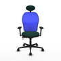 PIQUERAS Y CRESPO Silla de oficina Jorquera con mecanismo Sincro/Traslack, Verde botella y Azul
