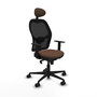 PIQUERAS Y CRESPO Silla de oficina Jorquera con mecanismo Sincro, Tela Marrón oscuro y Malla Negro