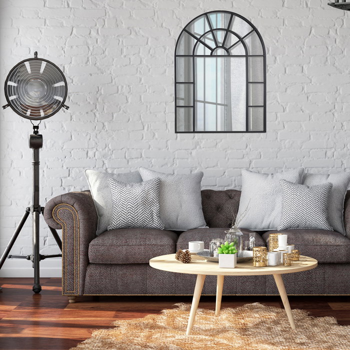 Home Deco Factory Espejo Ventana con Arco Colección Industriel 60x80 cm Metal