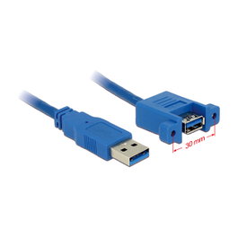 DeLOCK Cable USB 3.2 Gen 1 Tipo-A Macho a Tipo-A Hembra para Instalación, 1 m, Azul