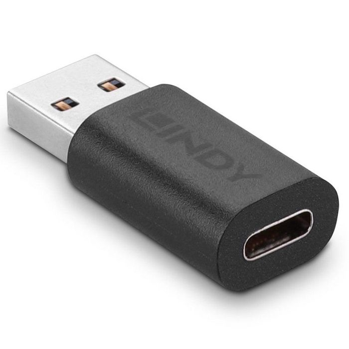 Lindy Adaptador USB 3.2 Tipo A a C, Conexión USB-C a Puerto USB-A, Velocidad de Transferencia 10Gbps