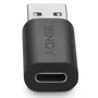 Lindy 41904 Adaptador USB 3.2 Tipo A Macho a Tipo C Hembra, Cambiador de Género, Negro, 10 Gbit/s