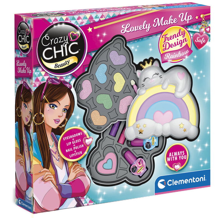 Clementoni Set de maquillaje Rainbow Crazy Chic con estuche de arcoíris
