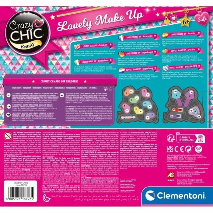 Clementoni Set de maquillaje Rainbow Crazy Chic con estuche de arcoíris
