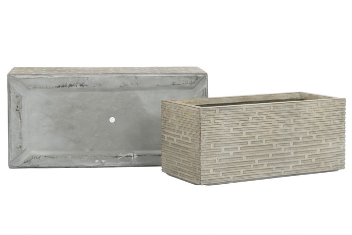 DKD Home Decor Jardinera para Terraza y Jardín Beige 37.5 x 37.5 x 74.5 cm Set de 3 Piezas en Magnesia y Fibra de Vidrio