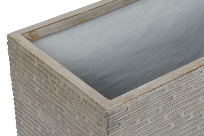 DKD Home Decor Jardinera para Terraza y Jardín Beige 37.5 x 37.5 x 74.5 cm Set de 3 Piezas en Magnesia y Fibra de Vidrio