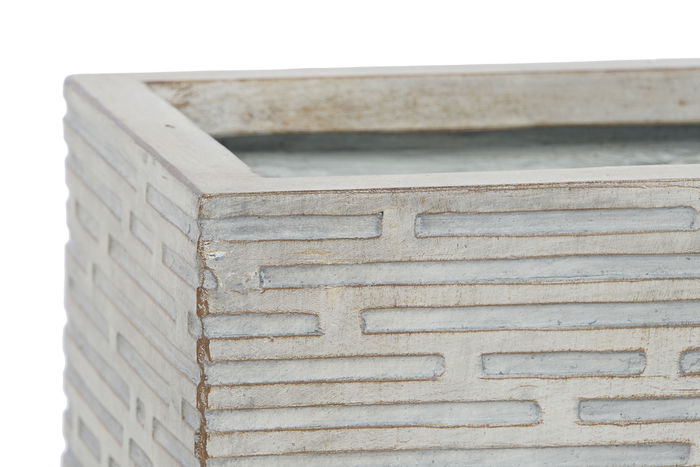 DKD Home Decor Jardinera para Terraza y Jardín Beige 37.5 x 37.5 x 74.5 cm Set de 3 Piezas en Magnesia y Fibra de Vidrio