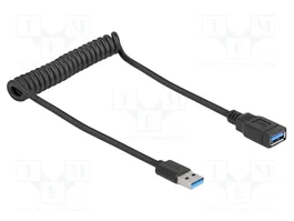 DeLOCK 90367 Cable USB tipo A a tipo A Espiral 0,6 m Negro