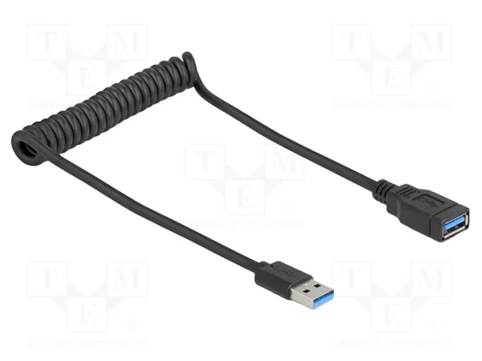 DeLOCK 90367 Cable USB tipo A a tipo A Espiral 0,6 m Negro