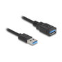 DeLOCK Cable USB Espiral Tipo A Macho a Tipo A Hembra 5 Gbps Negro