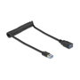 DeLOCK Cable USB Espiral Tipo A Macho a Tipo A Hembra 5 Gbps Negro