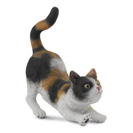 Collecta Gato Doméstico De 3 Colores Estirando - Figura de Juguete Realista, Tamaño S, Referencia 88491