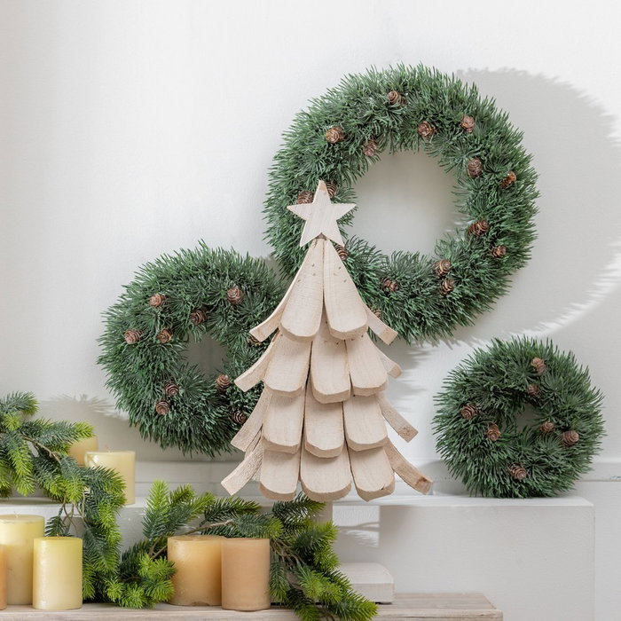 Corona Verde Pvc Decoración 38 X 38 cm (Set de 2)