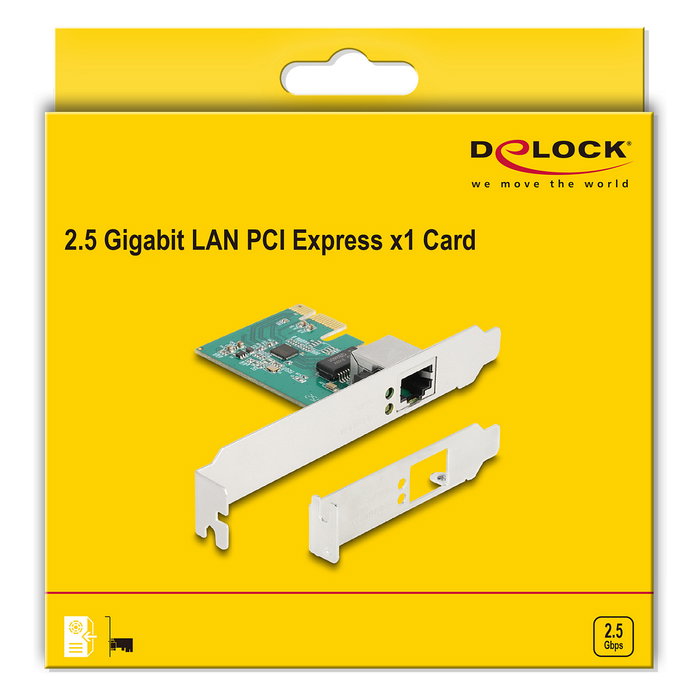 DeLOCK Tarjeta de Red PCI Express x1 2.5 Gigabit LAN 1x RJ45 RTL8125B - 2500 Mbit/s para Windows y Linux