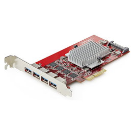 StarTech P10Q4A-USB-CARD Tarjeta de Expansión PCIe USB 3.2 Gen 2 con 4 Puertos USB-A a 10Gbps para Windows/Linux