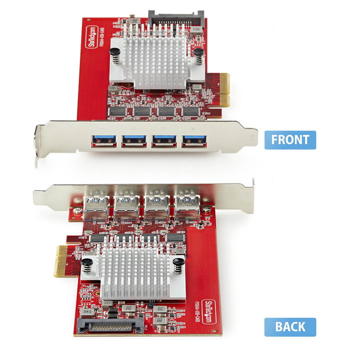 StarTech P10Q4A-USB-CARD Tarjeta de Expansión PCIe USB 3.2 Gen 2 con 4 Puertos USB-A a 10Gbps para Windows/Linux