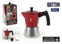 Inde Cafetera 9 Servicios Inducción Acero Inoxidable Aluminio Roja 19 cm Largo x 11.7 cm Ancho x 20.9 cm Alto (6 Unidades)