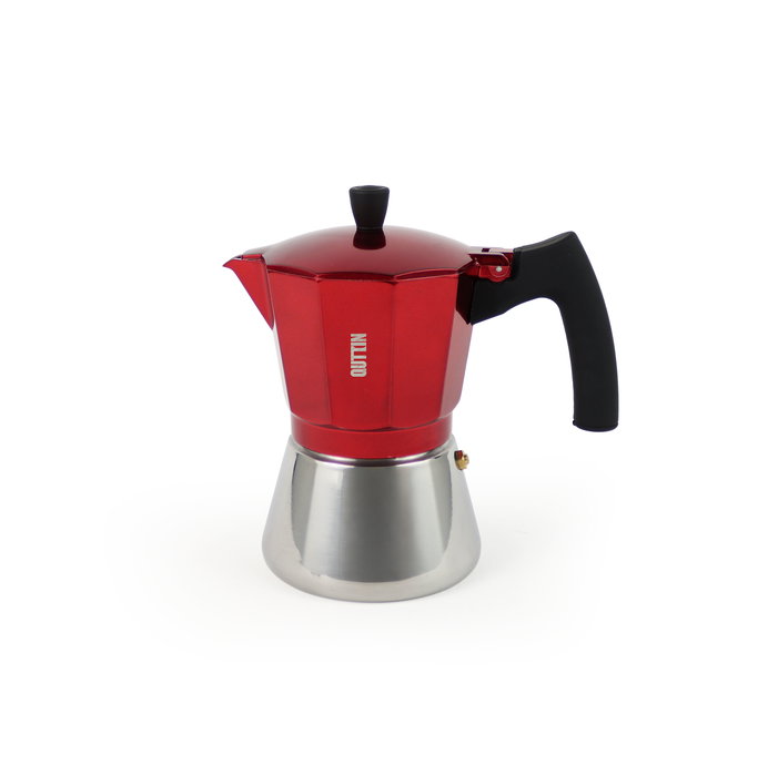 Inde Cafetera 9 Servicios Inducción Acero Inoxidable Aluminio Roja 19 cm Largo x 11.7 cm Ancho x 20.9 cm Alto (6 Unidades)