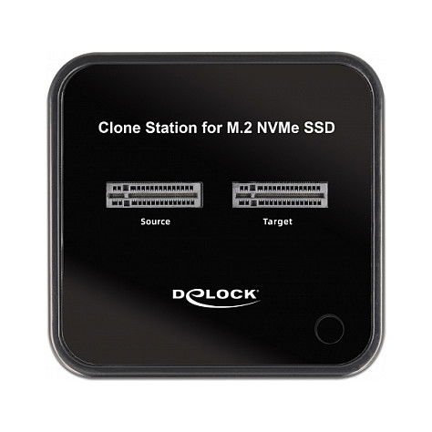 DeLOCK Estación de Acoplamiento M.2 para 2 NVMe PCIe SSD con Función Clonación, USB 3.2 Gen 2 Tipo C 10 Gbit/s, Plug and Play, Color Negro