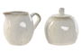 DKD Home Decor Azucarero Moderno de Gres Blanco, Set de 2 Piezas con 350ml de Capacidad, Apto para Microondas y Lavavajillas