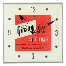 Gibson Reloj de Pared Vintage Iluminado, Hecho a Mano con Cuerdas Auténticas