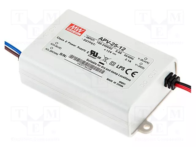 MEAN WELL APV-25-24 Alimentador para LED 25W 24VDC MEAN WELL APV-25-24 Alimentador para LED 25W 24VDC