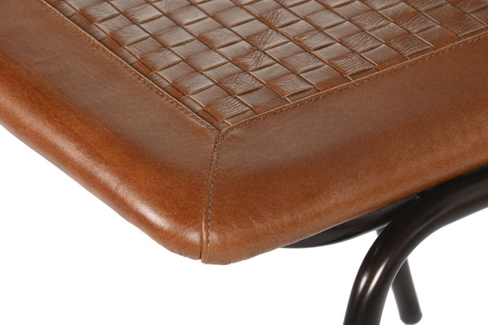 DKD Home Decor Silla de Piel y Hierro Marrón
