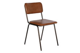 DKD Home Decor Silla de Piel y Hierro Marrón