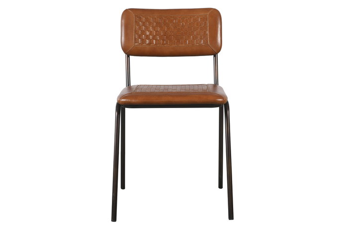 DKD Home Decor Silla de Piel y Hierro Marrón