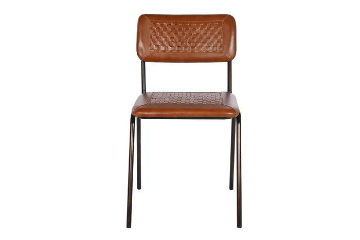 DKD Home Decor Silla de Piel y Hierro Marrón