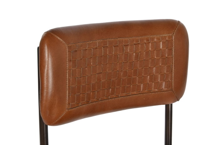 DKD Home Decor Silla de Piel y Hierro Marrón