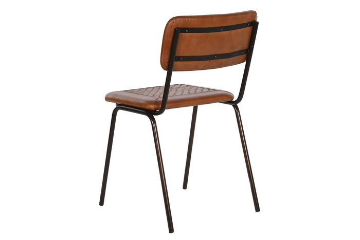DKD Home Decor Silla de Piel y Hierro Marrón