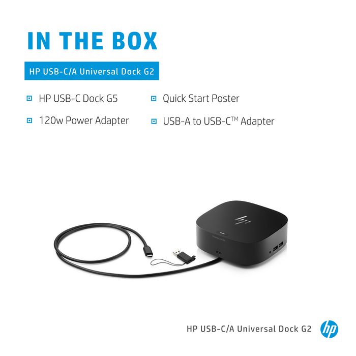 HP USB-C/A Universal Dock G2 Base de conexión universal para portátiles USB-C y USB-A