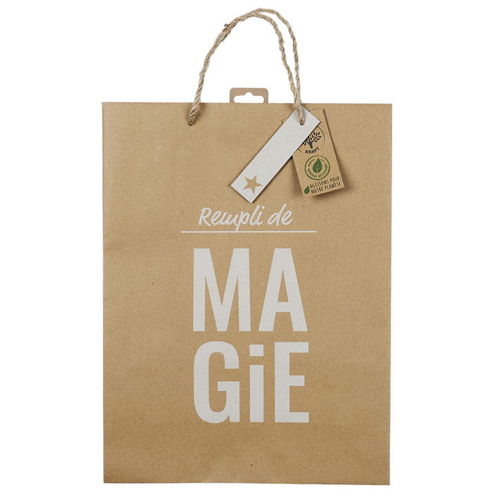 Party Time Bolsa de Regalo Kraft 28x12x37 cm Modelos Magie, You, Happy