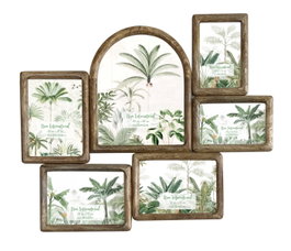 DKD Home Decor Marco Multifoto Mango y Cristal 55x47 cm, 6F, Natural