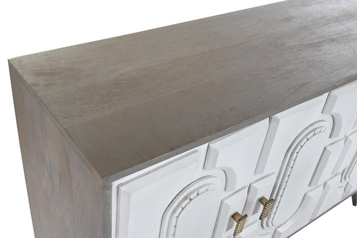 DKD Home Decor Buffet de Mango y Metal Blanco y Dorado
