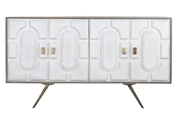 DKD Home Decor Buffet de Mango y Metal Blanco y Dorado