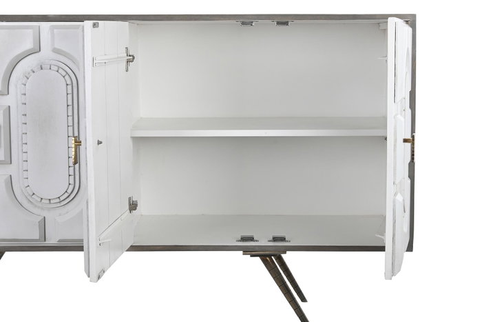 DKD Home Decor Buffet de Mango y Metal Blanco y Dorado